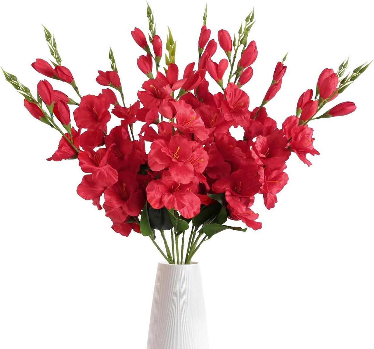 10PCS Red Gladiolus Artificial Flowers Red Flowers Fake Flowers Gladiolus Flowers Silk Flowers 30in Long Stem Flowers